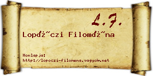 Lopóczi Filoména névjegykártya